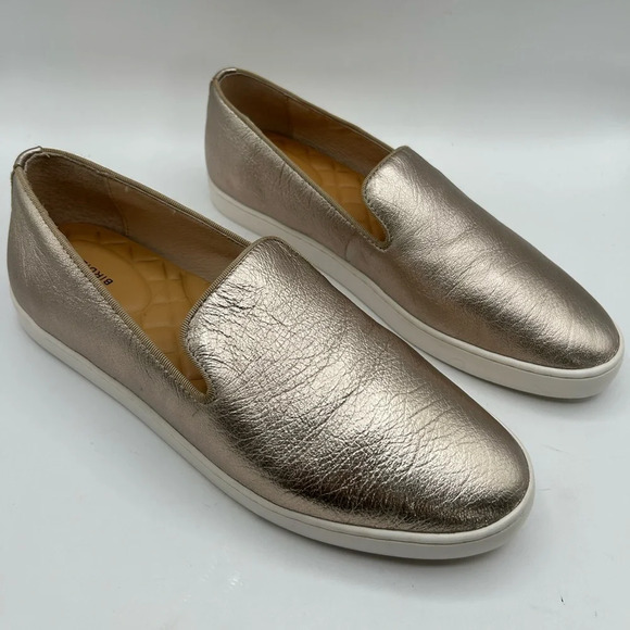 Birdies The Swift Leather Slip On Sneakers  Gold metallic, Preppy Flats Size 8.5 - Picture 3 of 9